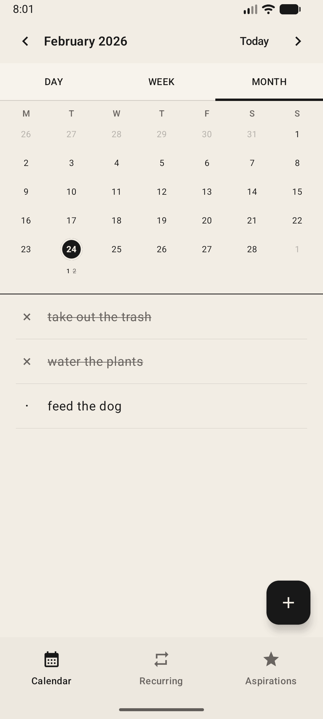 A simple widget with simple feedback